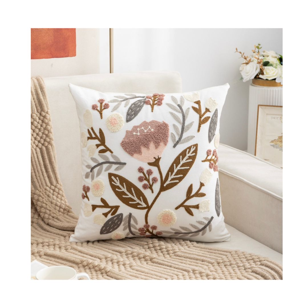 PIECERA BORDADA FUNDAS FLORES 210 X 70 CM BLANCO - 2