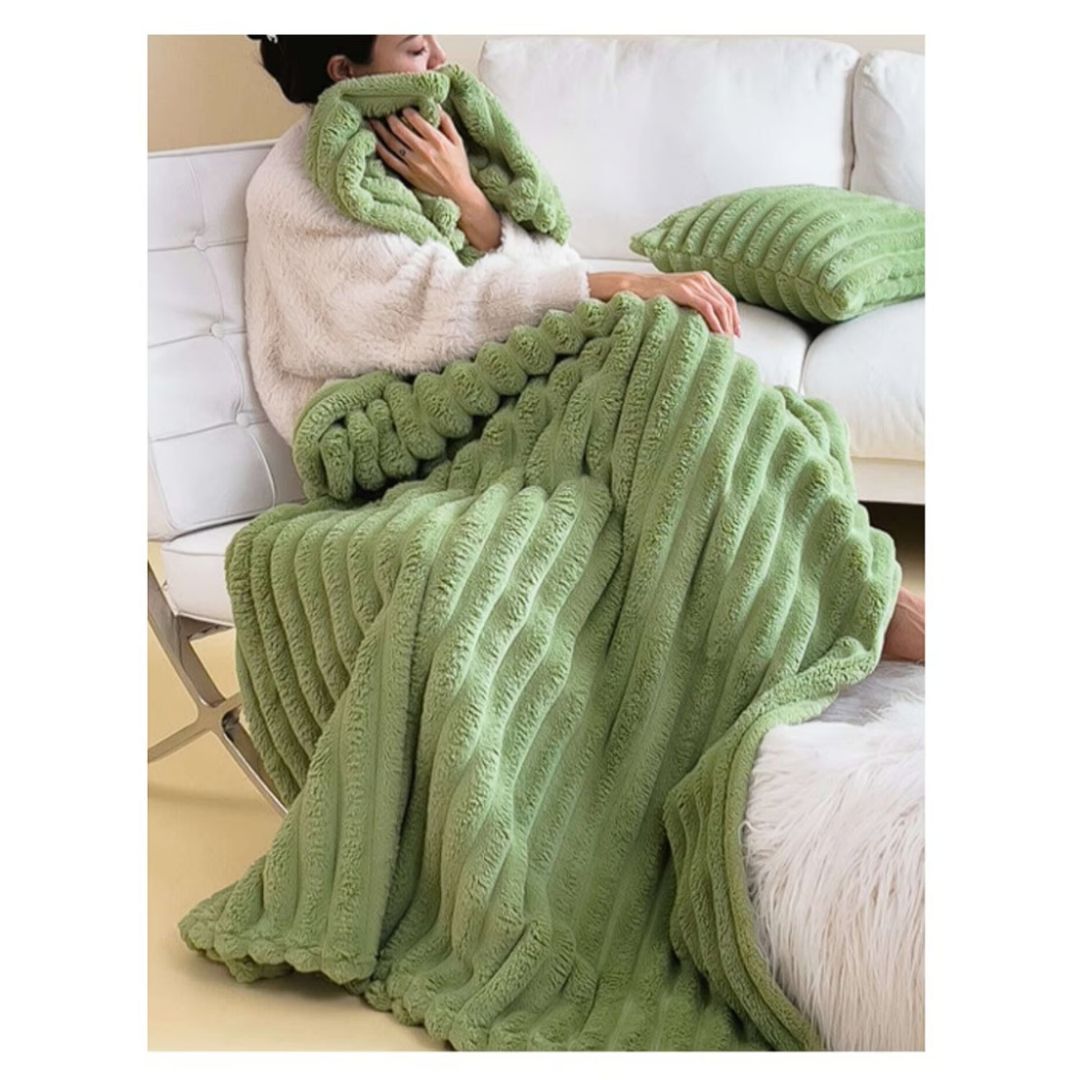 FRAZADA MANTA CARVED SERIES PISTACHO 250 X 230 CM VERDE - 3