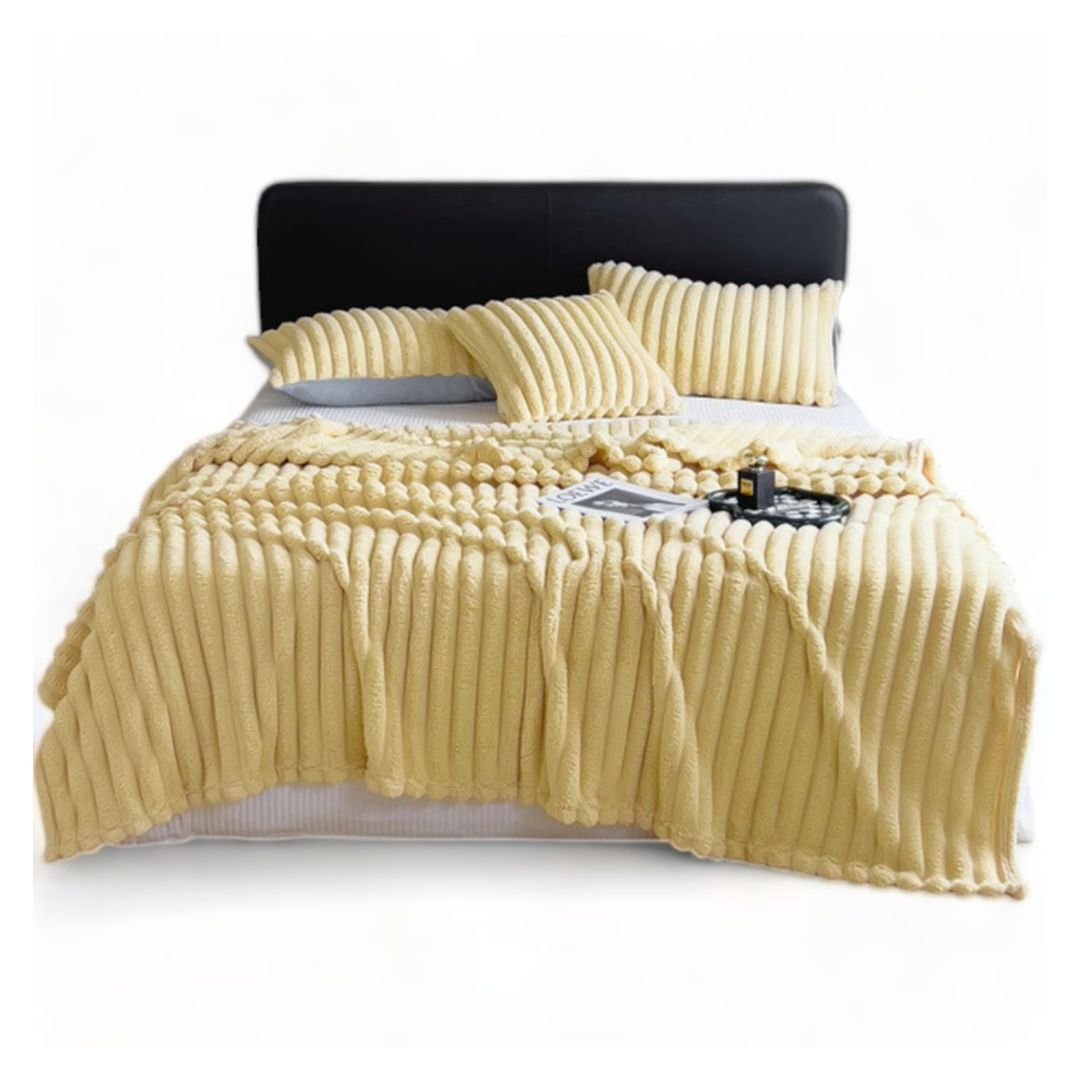FRAZADA MANTA CARVED SERIES 230 X 200 CM AMARILLO - 1