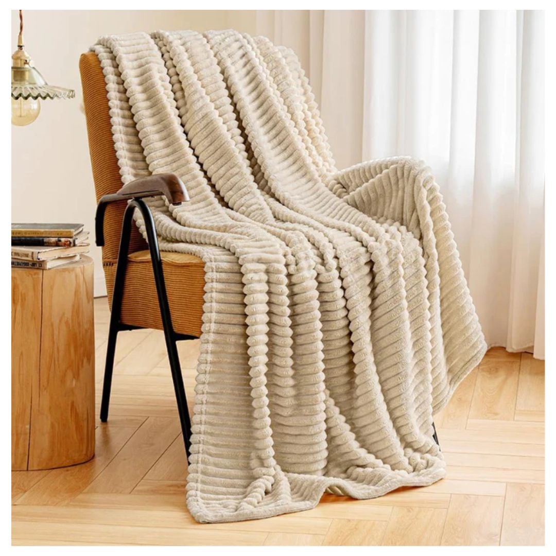 FRAZADA MANTA CARVED SERIES 230 X 200 CM BEIGE - 1
