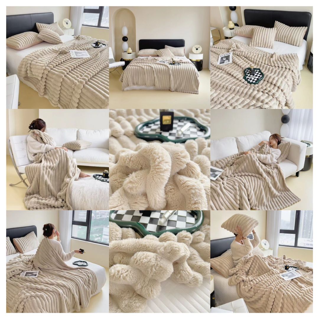 FRAZADA MANTA CARVED SERIES 230 X 200 CM BEIGE - 2