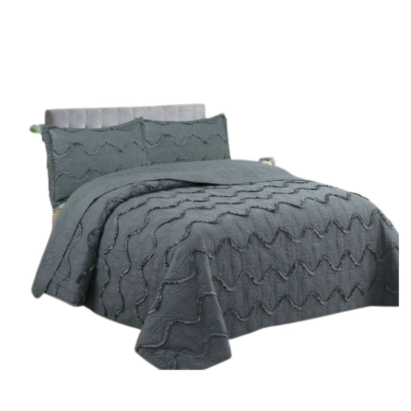 CUBRECAMA QUILT VERANO BORDADO 2 PLAZAS - GRIS CS032 - 1