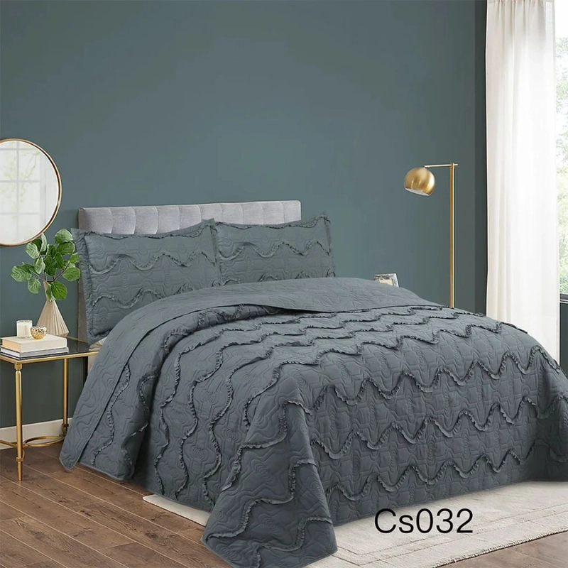 CUBRECAMA QUILT VERANO BORDADO 2 PLAZAS - GRIS CS032 - 2