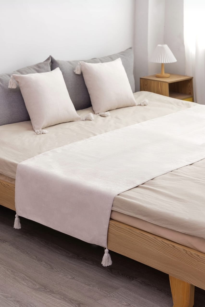 PIECERA DE CAMA LINO 2 PLAZAS KING - CREMA - 1