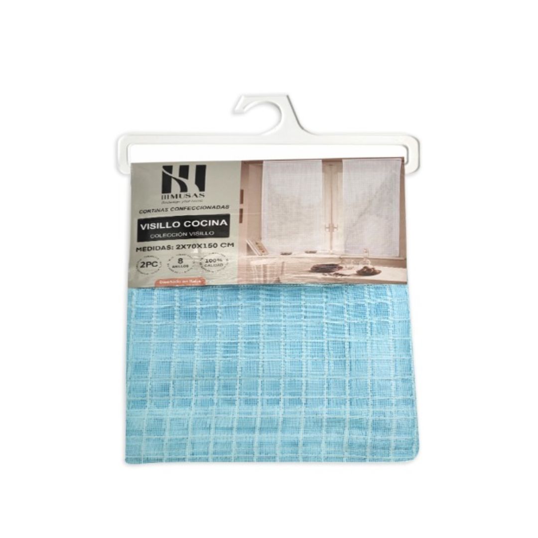 CORTINA VISILLO DE COCINA 150 X 70 CM - CELESTE CUADRILLE - 2