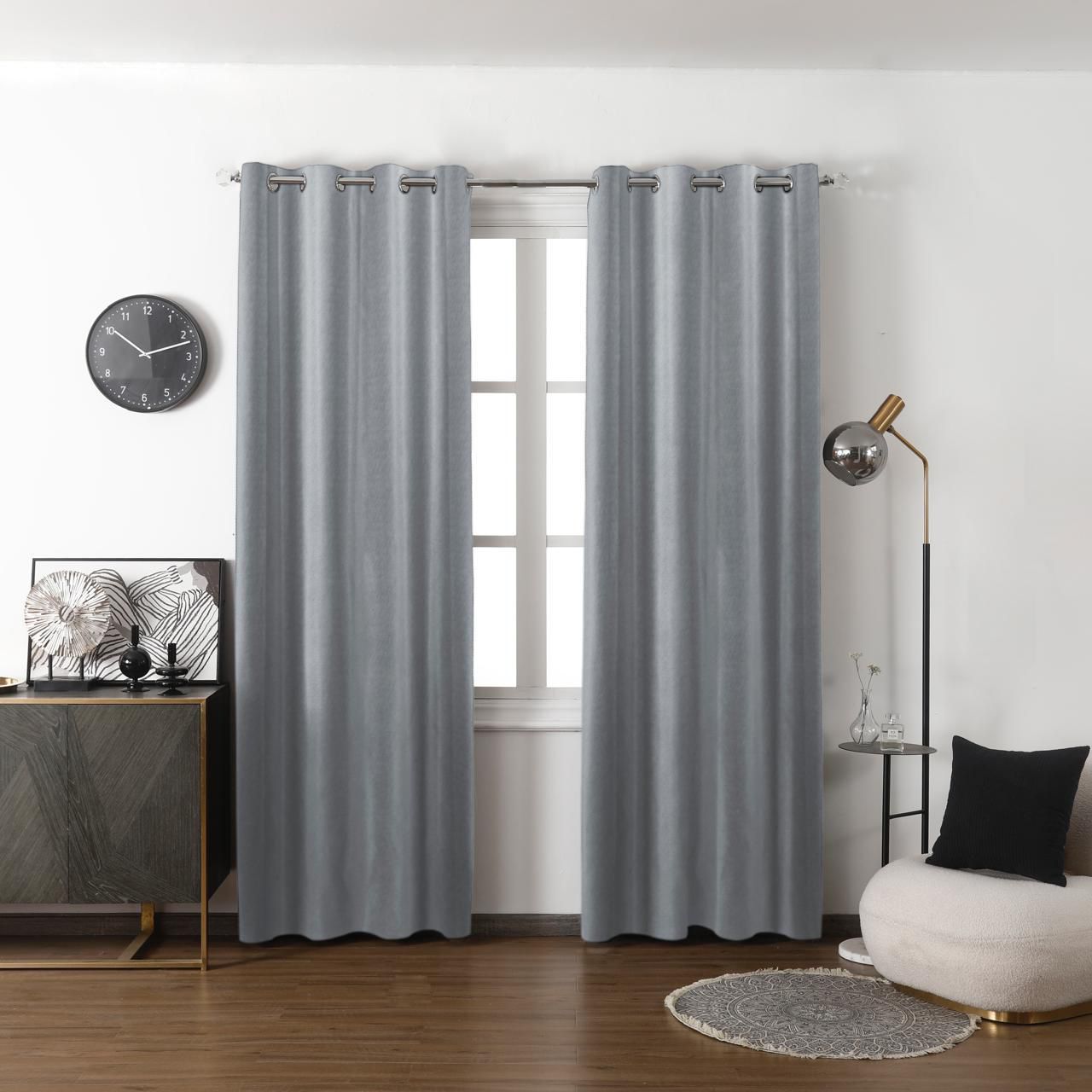 CORTINA TRADICIONAL 2 PAÑOS 140 X 230 CMS COLOR GRIS OSCURO COLLECTION - 1