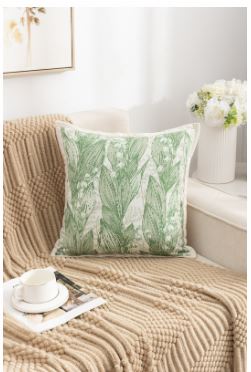 FUNDA PARA COJÍN FRANCE HOJAS 45 X 45 CM VERDE CLARO - 1