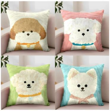 FUNDA PARA COJIN ESTAMPADO PERRO 45 X 45 CM. 100% POLIÉSTER MODELO AZUL YORKSHIRE - 2