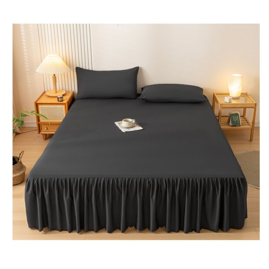 FALDÓN DE CAMA 2 PLAZAS PROTECTOR BASE - NEGRO - 1