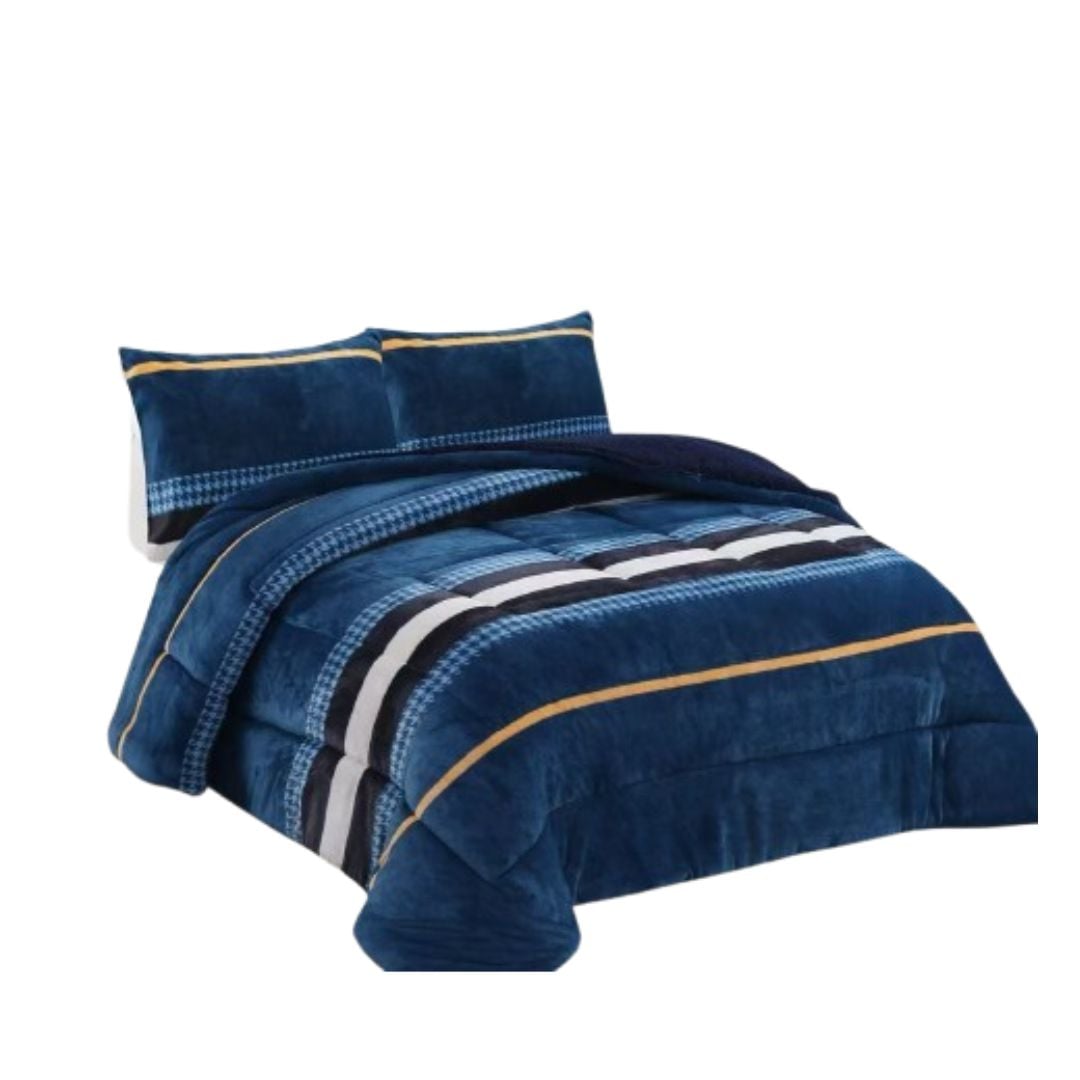 COBERTOR CHIPORRO INVIERNO 1.5 PLAZAS - AZUL LÍNEAS M92 - 2