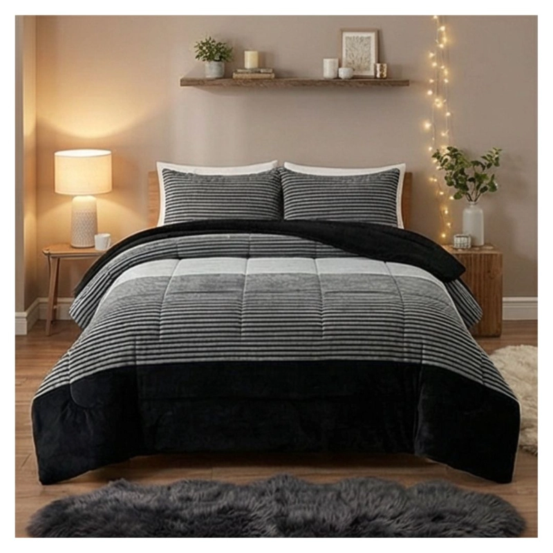 COBERTOR CHIPORRO INVIERNO 2 PLAZAS - NEGRO MATIZ M91 - 1