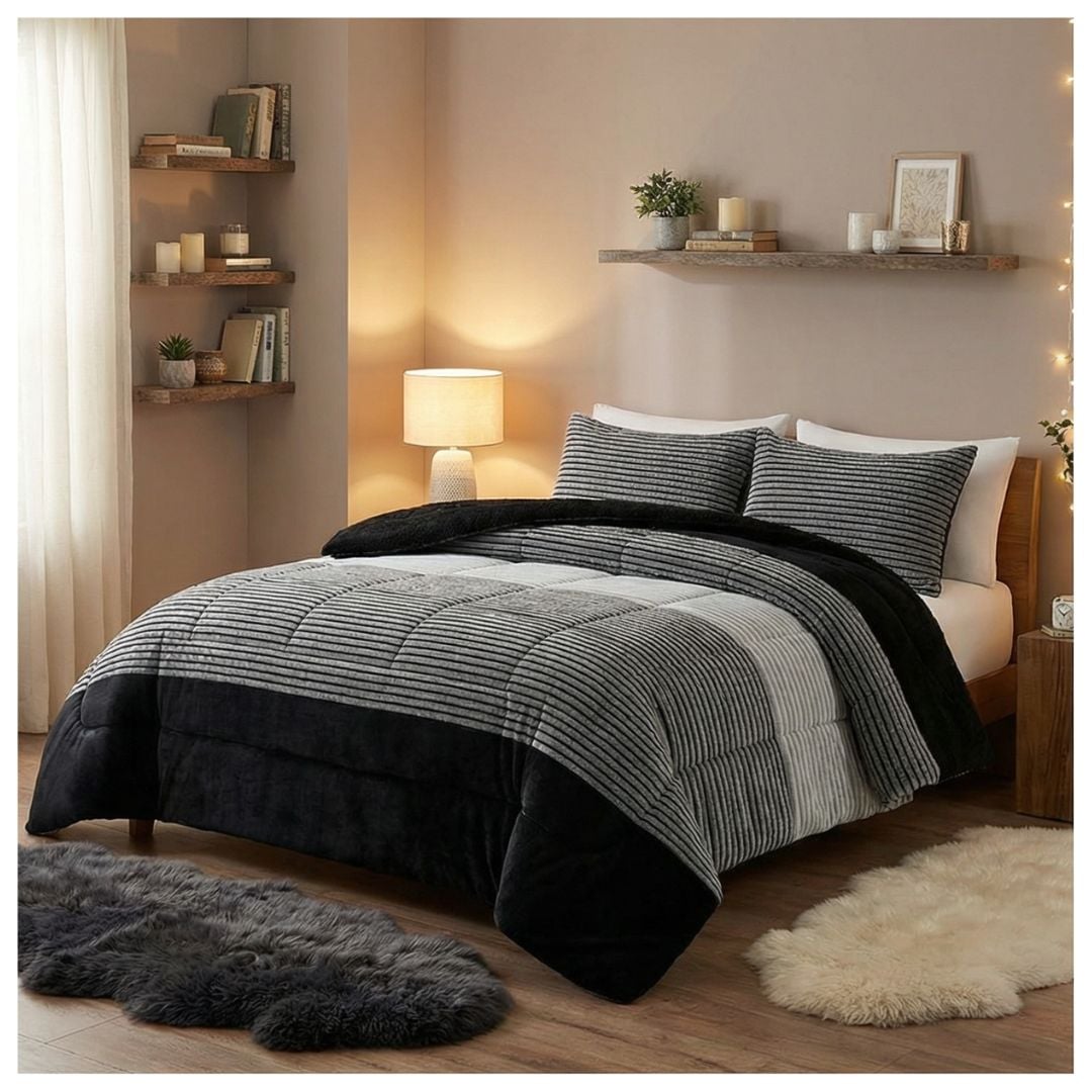 COBERTOR CHIPORRO INVIERNO 2 PLAZAS - NEGRO MATIZ M91 - 3