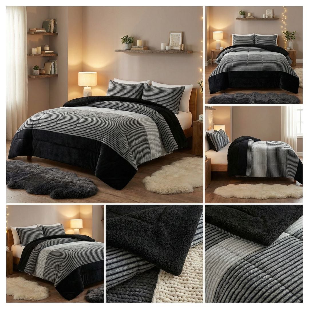 COBERTOR CHIPORRO INVIERNO 2 PLAZAS - NEGRO MATIZ M91 - 5