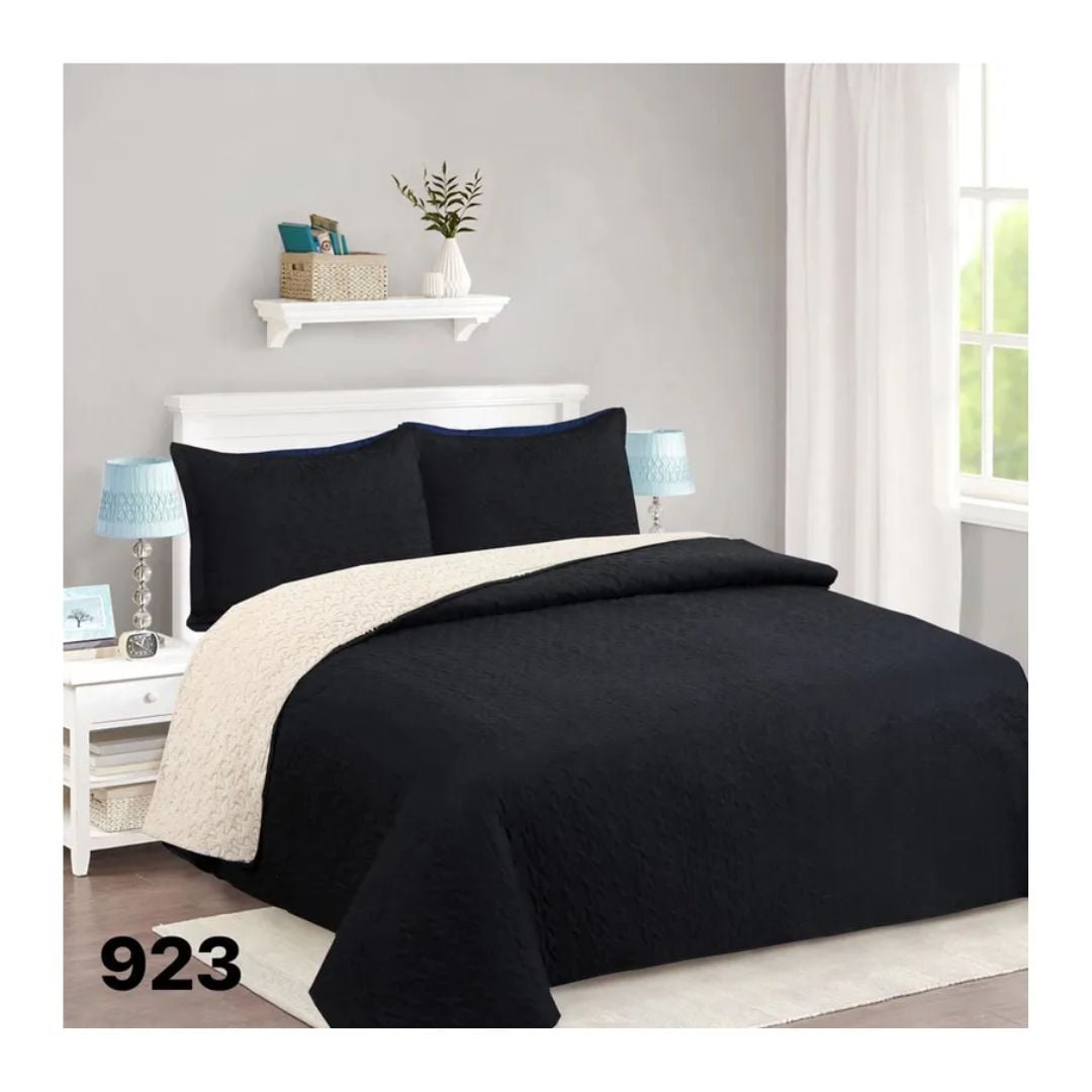 CUBRECAMA QUILT SHERPA 2 PLAZAS - EN COLOR NEGRO - 1