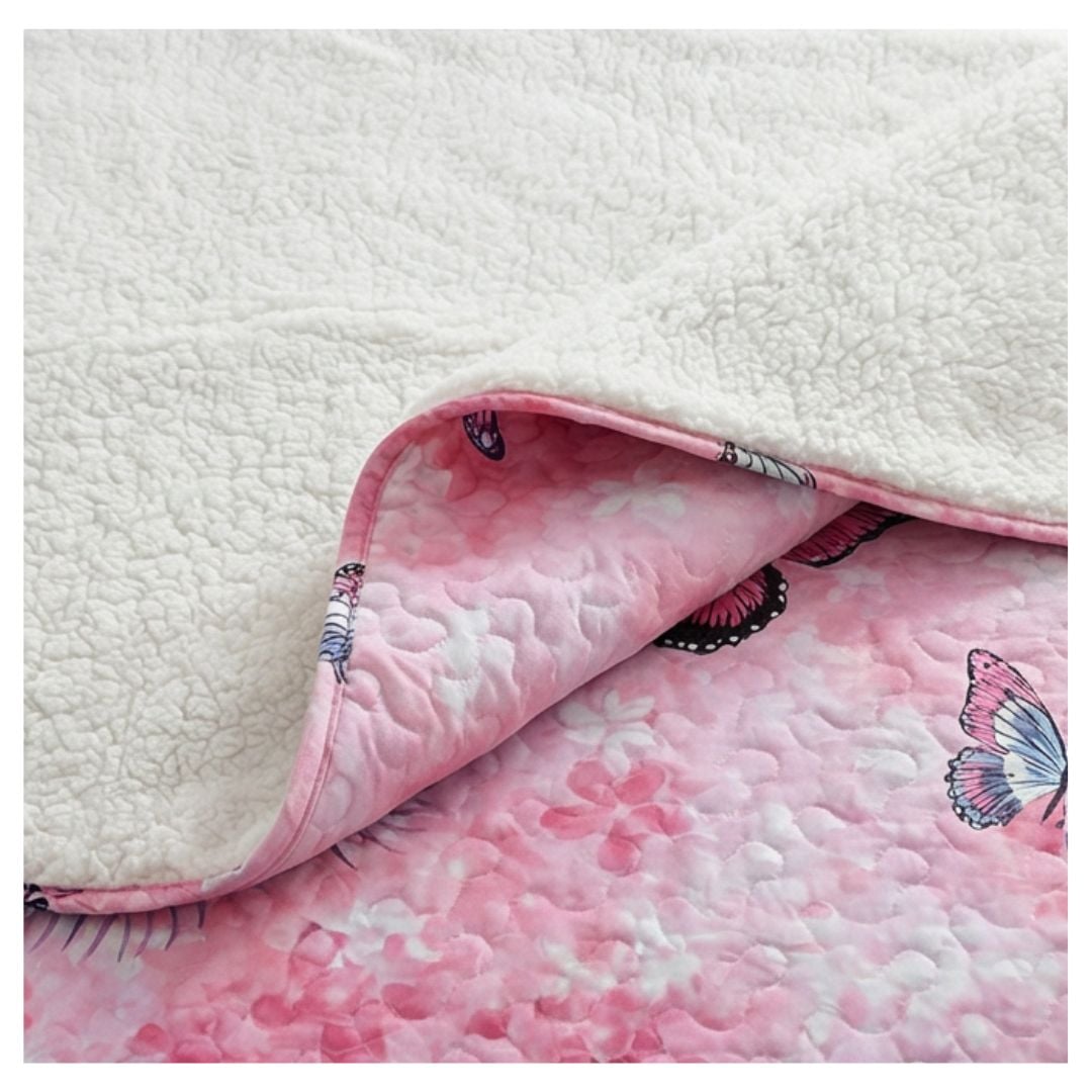 CUBRECAMA SHERPA 1.5 PLAZAS - ROSA MARIPOSA M937 - 3