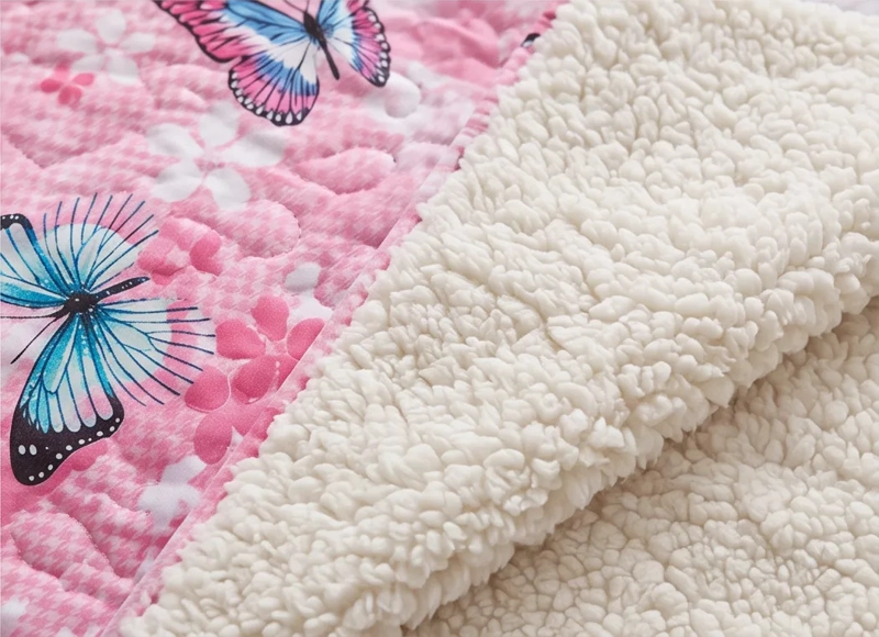 CUBRECAMA SHERPA 1.5 PLAZAS - ROSA MARIPOSA M937 - 6