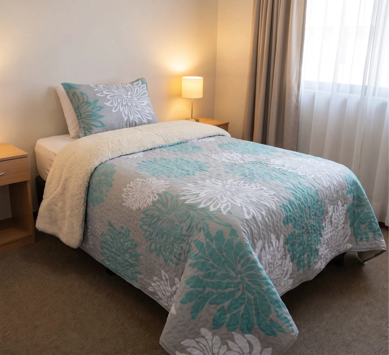 CUBRECAMA SHERPA 1.5 PLAZAS - FLORAL REIKIAVIK AQUA M932 - 1
