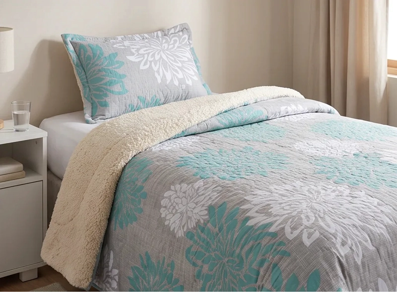 CUBRECAMA SHERPA 1.5 PLAZAS - FLORAL REIKIAVIK AQUA M932 - 2