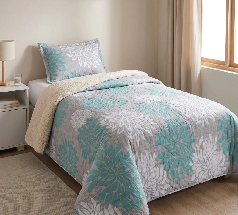 CUBRECAMA SHERPA 1.5 PLAZAS - FLORAL REIKIAVIK AQUA M932 - 4