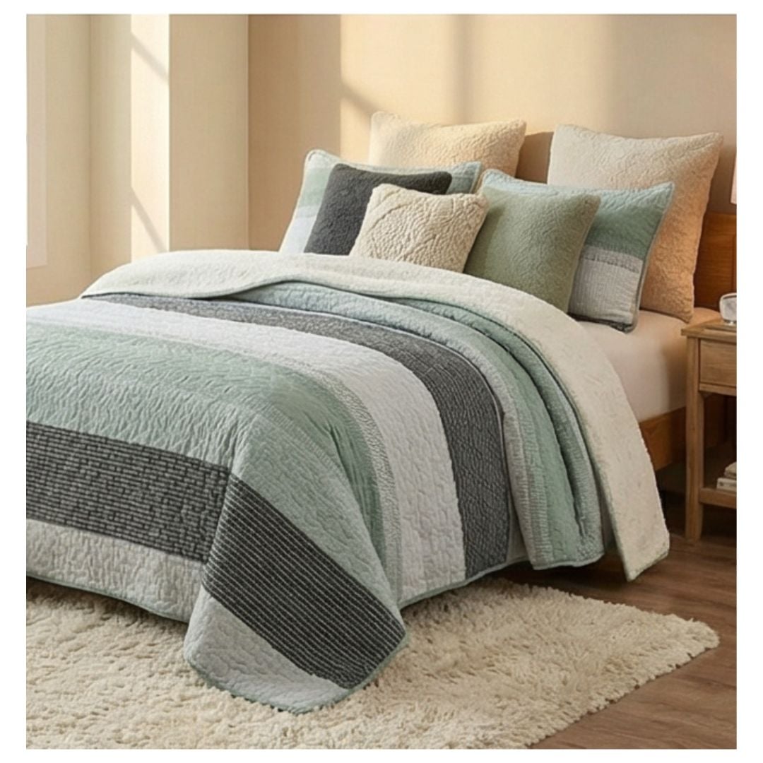 CUBRECAMA SHERPA 1.5 PLAZAS - VERDE MATIZ M951 - 1