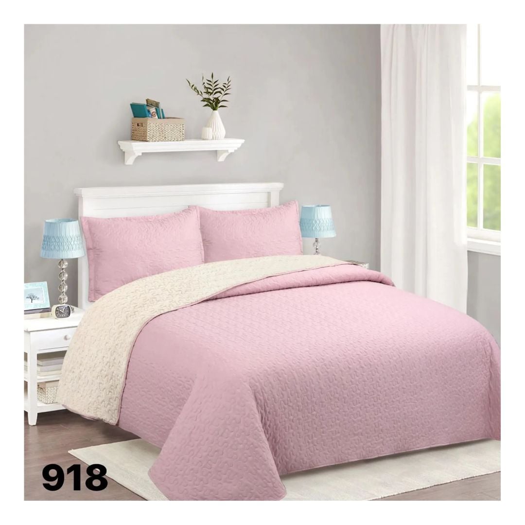 CUBRECAMA QUILT SHERPA 2 PLAZAS - PALO ROSA M918 - 1
