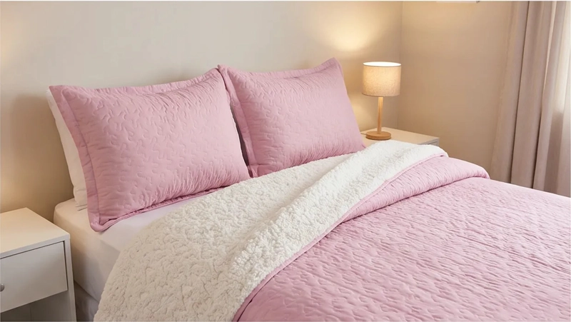 CUBRECAMA SHERPA 2 PLAZAS - PALO ROSA M918 - 5