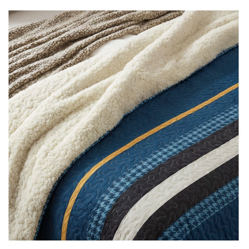 CUBRECAMA SHERPA KING - RAYAS SUECIA AZUL M953 - 2