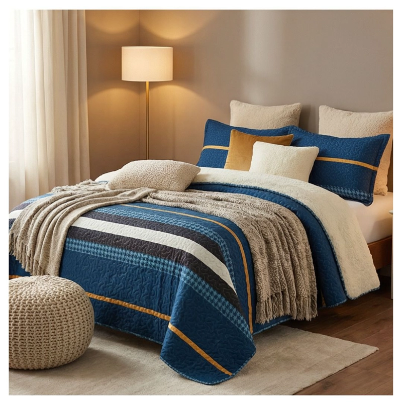 CUBRECAMA SHERPA KING - RAYAS SUECIA AZUL M953 - 3