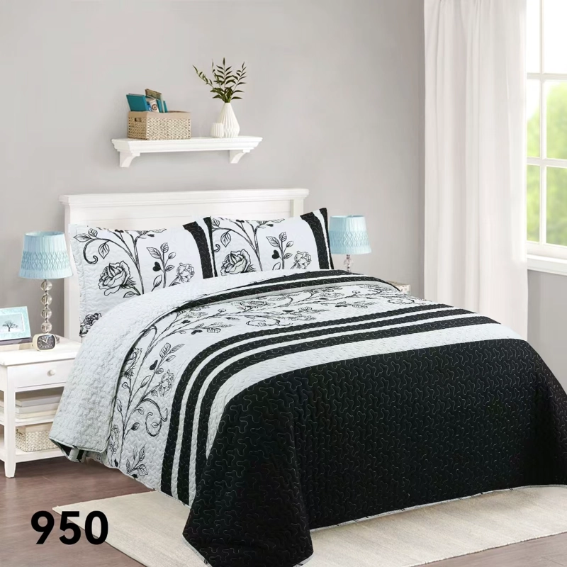 CUBRECAMA SHERPA KING - NEGRO BLANCO ROSAS M950 - 4