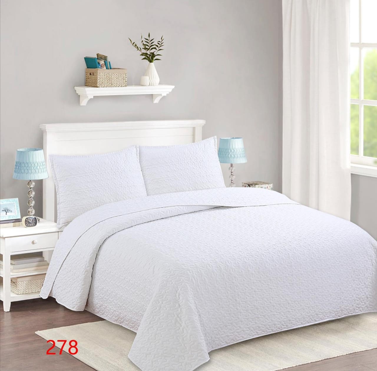 CUBRECAMA QUILT VERANO KING - EN COLOR BLANCO M278 - 1