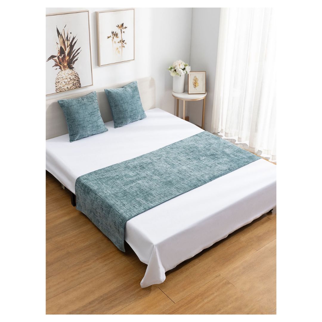 JUEGO DE PIECERA CHENILLE 2 PLAZAS/KING - MENTA - 1