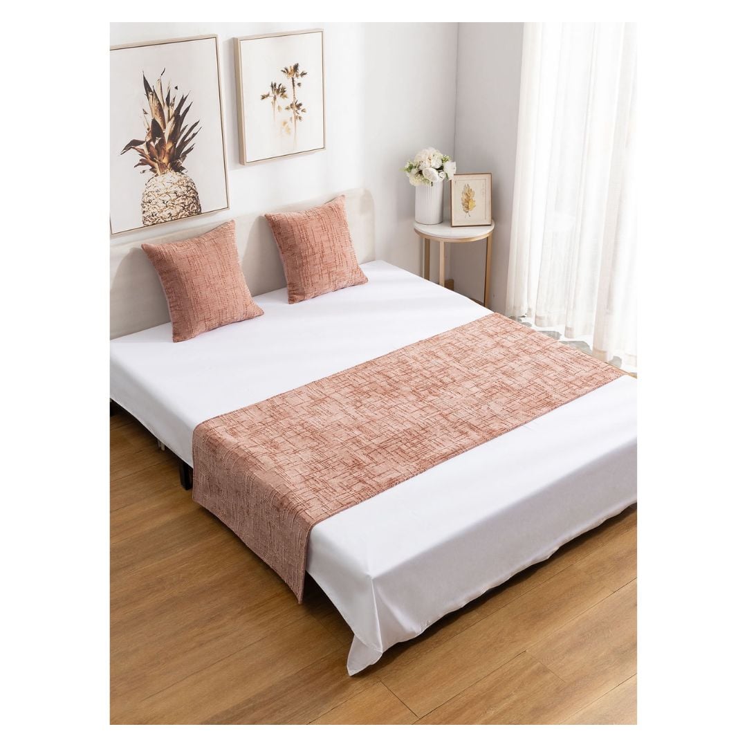 JUEGO DE PIECERA CHENILLE 2 PLAZAS/KING - ROSADO - 1
