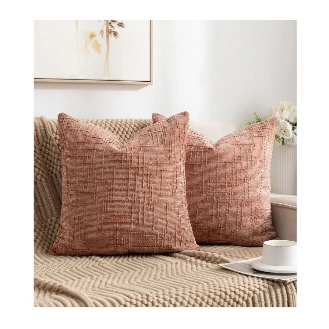 JUEGO DE PIECERA CHENILLE 2 PLAZAS/KING - ROSADO - 2