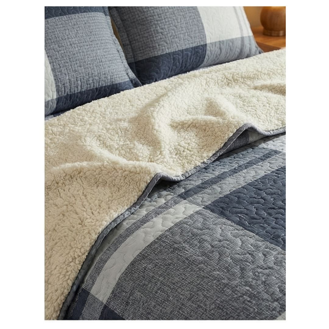 CUBRECAMA SHERPA 1.5 PLAZAS - CUADRILLE AZUL M956 - 2