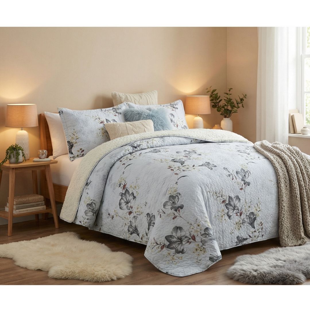 CUBRECAMA QUILT SHERPA 2 PLAZAS - FLORIPA M965 - 1