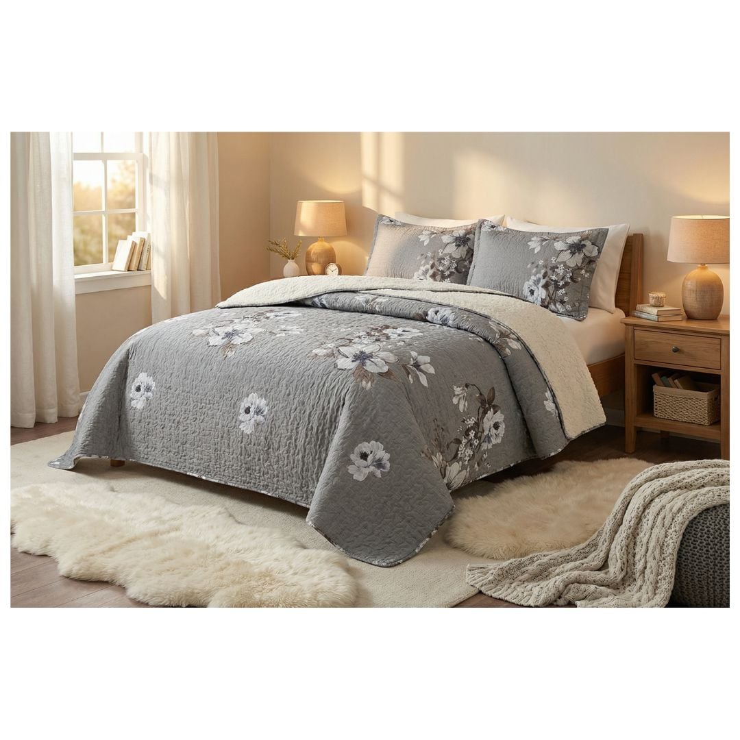 CUBRECAMA SHERPA 2 PLAZAS - CATRINA ROSAS M962 - 1