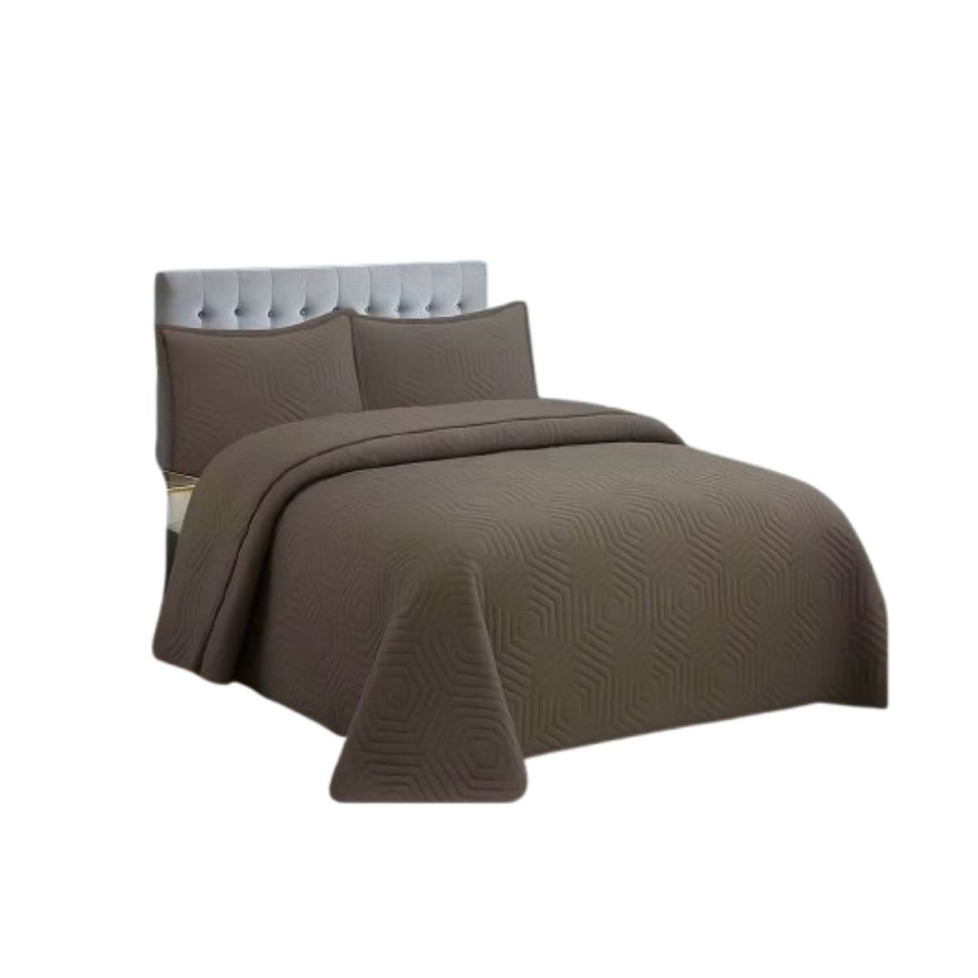 CUBRECAMA QUILT VERANO 2 PLAZAS - CAFE CS030 - 1