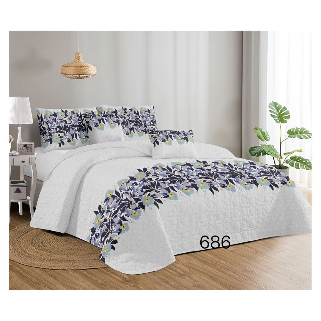 CUBRECAMA QUILT VERANO SUPER KING 270 X 290 CM - BLANCO FLORES KFL686 - 1