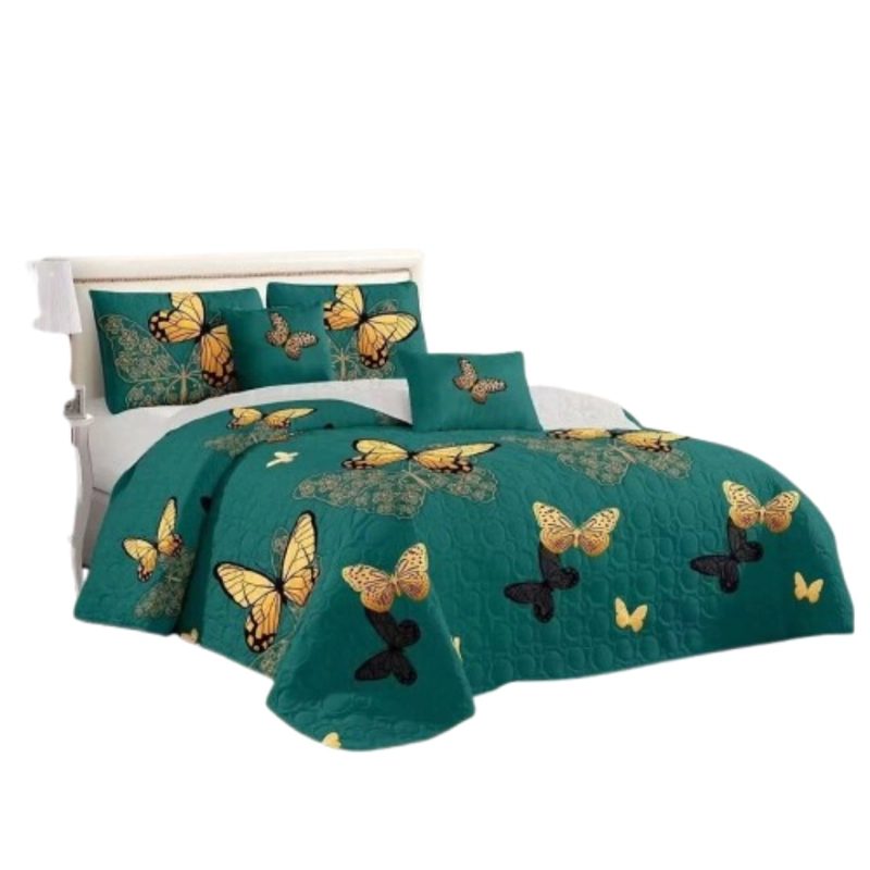 CUBRECAMA QUILT VERANO 1.5 PLAZAS - VERDE MARIPOSAS KFL090 - 1