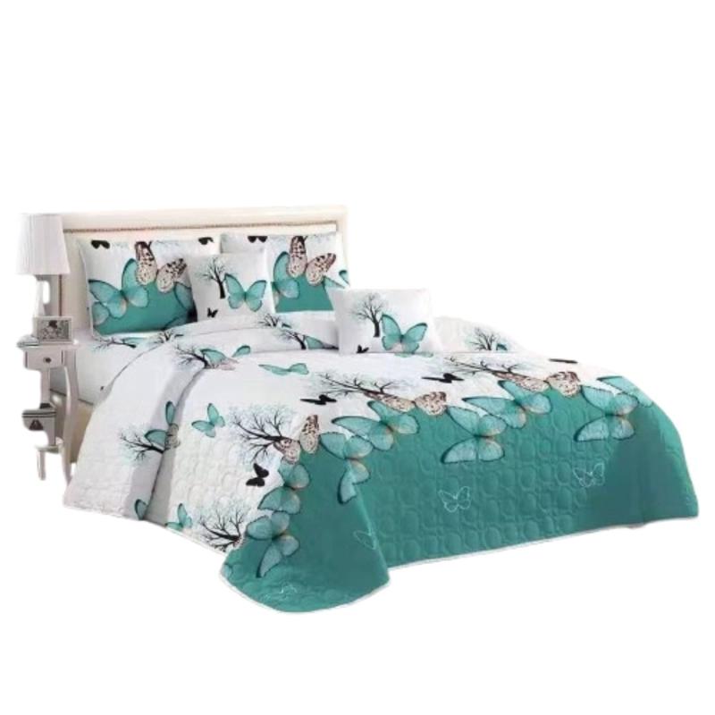 CUBRECAMA QUILT VERANO 1.5 PLAZAS - CELESTE MARIPOSAS YC620 - 1