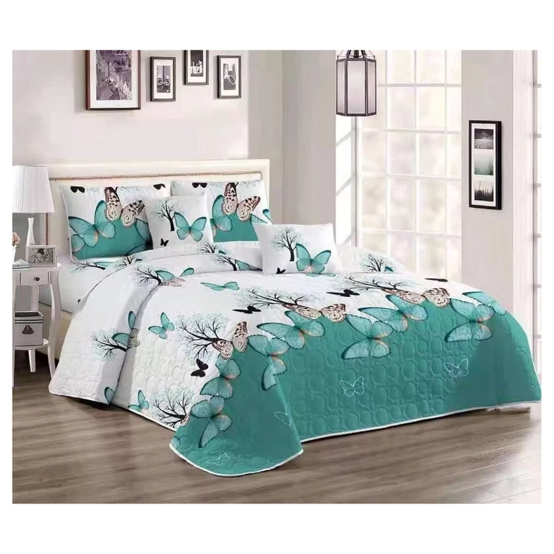 CUBRECAMA QUILT VERANO 1.5 PLAZAS - CELESTE MARIPOSAS YC620 - 2