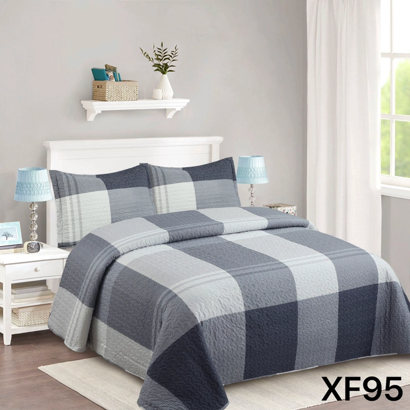 CUBRECAMA QUILT VERANO 1.5 PLAZAS - AZUL CUADRILLE XF95 - 1
