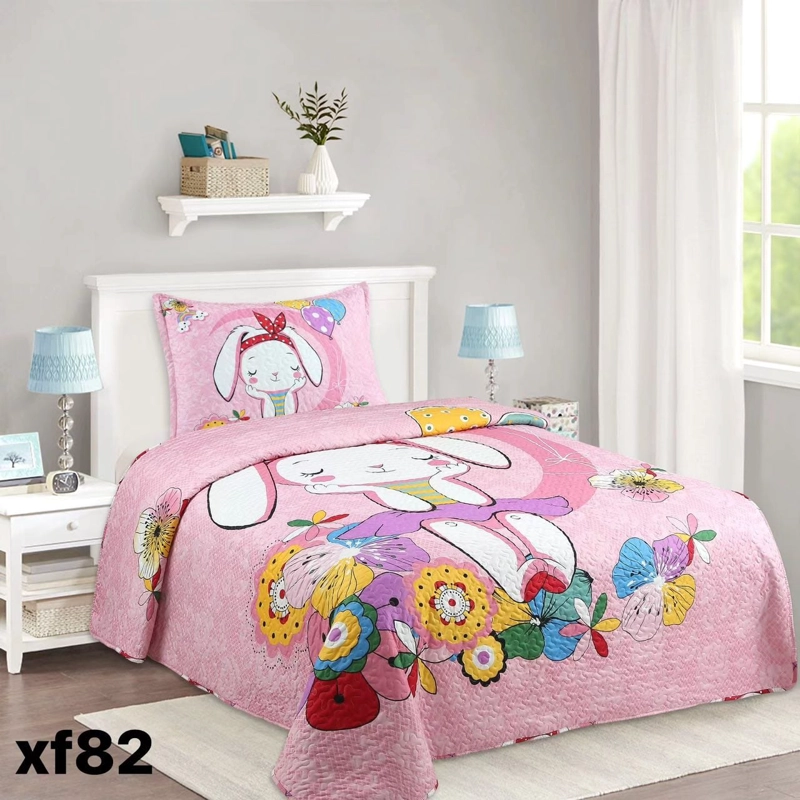 CUBRECAMA QUILT VERANO 1.5 PLAZAS - CONEJITA CANDY XF82 - 1