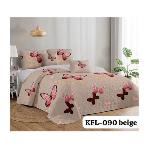 CUBRECAMA QUILT VERANO 2 PLAZAS-BEIGE MARIPOSAS KFL090 - 2