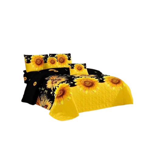 CUBRECAMA QUILT VERANO 2 PLAZAS - NEGRO GIRASOLES KFL157 - 1