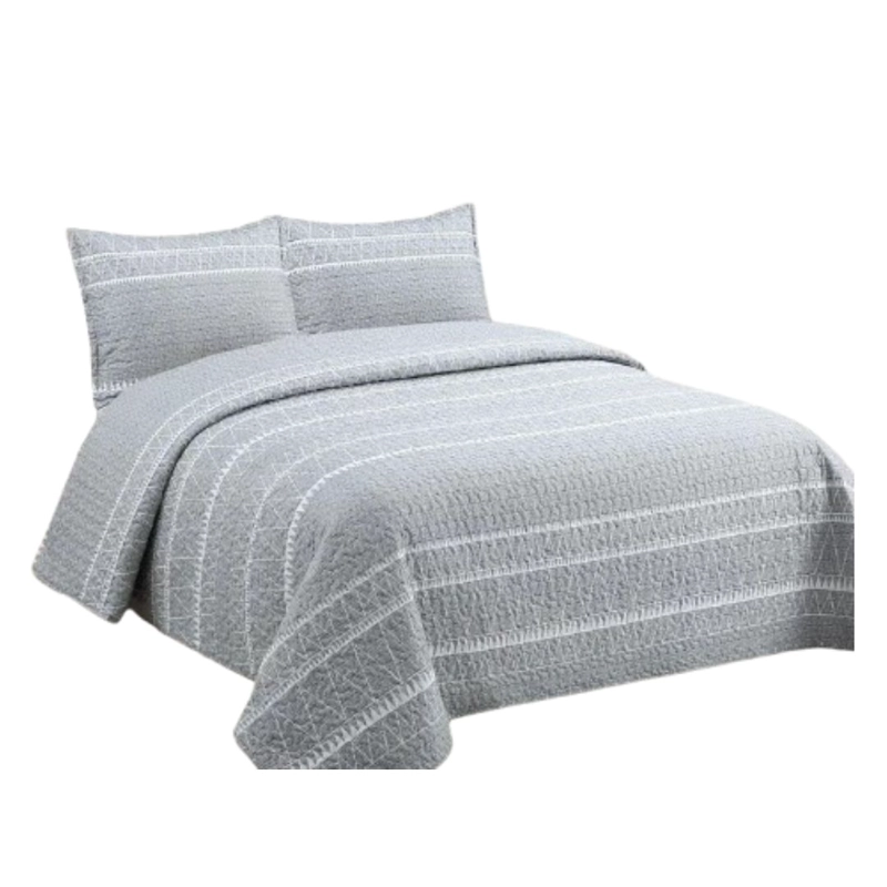 CUBRECAMA QUILT VERANO KING - GRIS TRIANGULO XF81 - 2