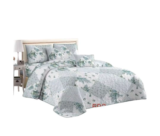 CUBRECAMA QUILT VERANO 2 PLAZAS -PATCHWORK VERDE CLARO KFL593 - 1