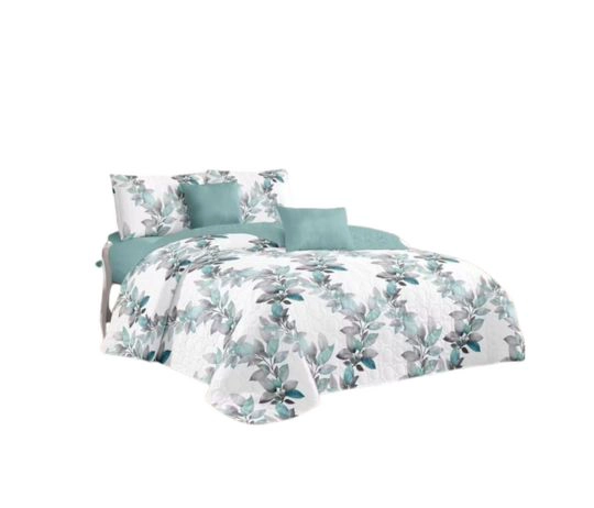 CUBRECAMA QUILT VERANO 2 PLAZAS - BLANCO HOJAS BICOLOR KFL581 - 1