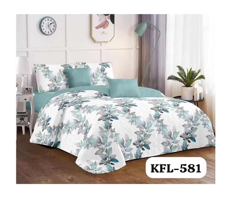 CUBRECAMA QUILT VERANO 2 PLAZAS - BLANCO HOJAS BICOLOR KFL581 - 2