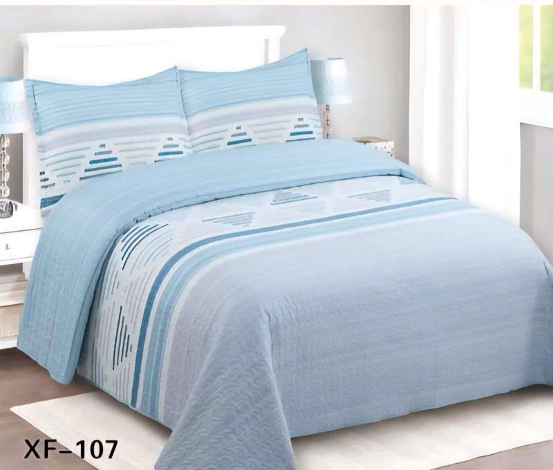 CUBRECAMA QUILT VERANO KING - CELESTE TRIANGULO XF107 - 1